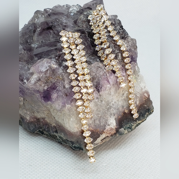 J004 Amber Sceats crystals chandelier earrings gold plated - Picture 4 of 6